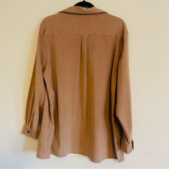 White Stag woman long sleeve button down top size L thick layering blouse casual - Picture 10 of 10